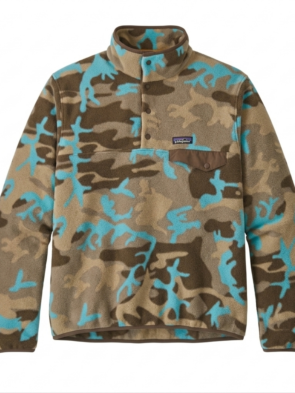 Patagonia Synchilla Snap-T Fleece Pullover Camo Blue Tan Men's Size Small